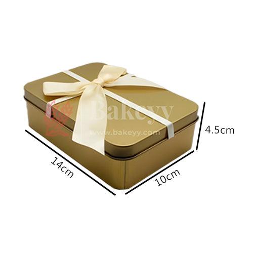 Gold Rectangle Empty Decorative Tin Box | Perfect for Gifting Chocolates, Sweets, Dry Fruits| Luxury Box | Storage Solution for Jewellery|Pack of 5