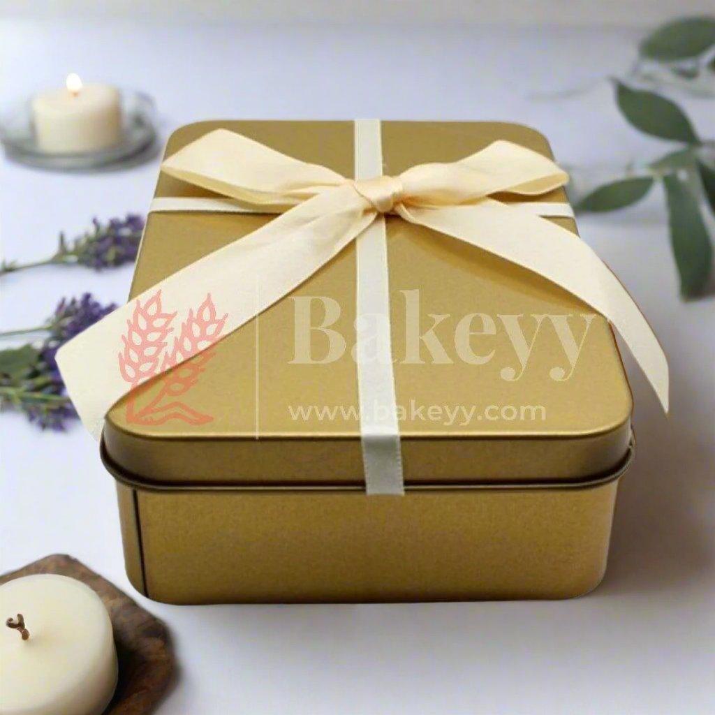 Gold Rectangle Empty Decorative Tin Box | Gift Box | Chocolate Box | Sweet Box | Jewellery Box | Luxury Box | Pack of 5 - Bakeyy.com - India - Gold Rectangle Empty Decorative Tin Box | Gift Box | Chocolate Box | Sweet Box | Jewellery Box | Luxury Box | Pack of 5 - Default Title