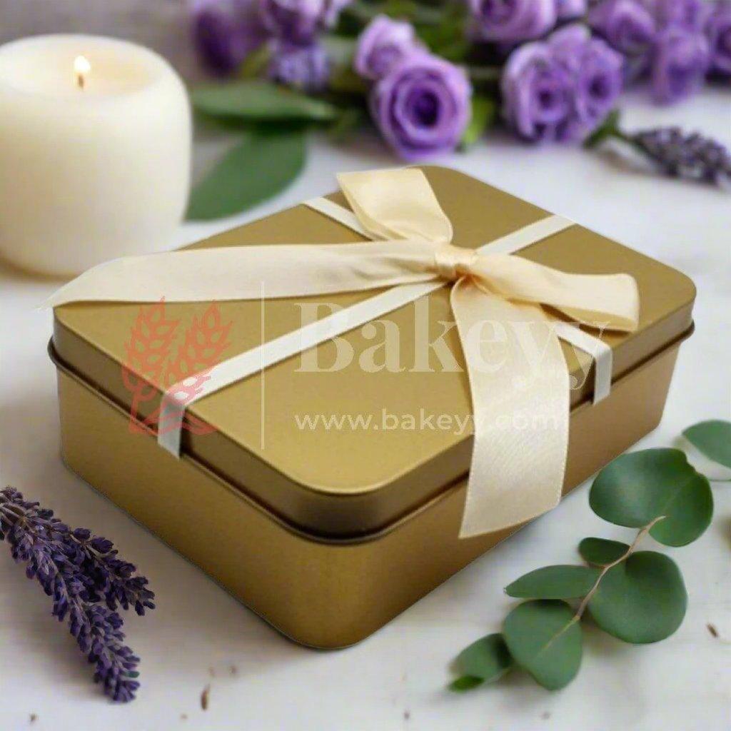 Gold Rectangle Empty Decorative Tin Box | Gift Box | Chocolate Box | Sweet Box | Jewellery Box | Luxury Box | Pack of 5 - Bakeyy.com - India - Gold Rectangle Empty Decorative Tin Box | Gift Box | Chocolate Box | Sweet Box | Jewellery Box | Luxury Box | Pack of 5 - Default Title