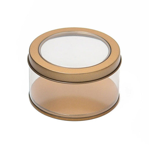 Gold Round Empty Decorative Acrylic Box | Gift Box | Chocolate Box | Sweet Box | Jewellery Box | Pvc Tin Box | Small - Bakeyy.com - India - Gold Round Empty Decorative Acrylic Box | Gift Box | Chocolate Box | Sweet Box | Jewellery Box | Pvc Tin Box | Small - Default Title
