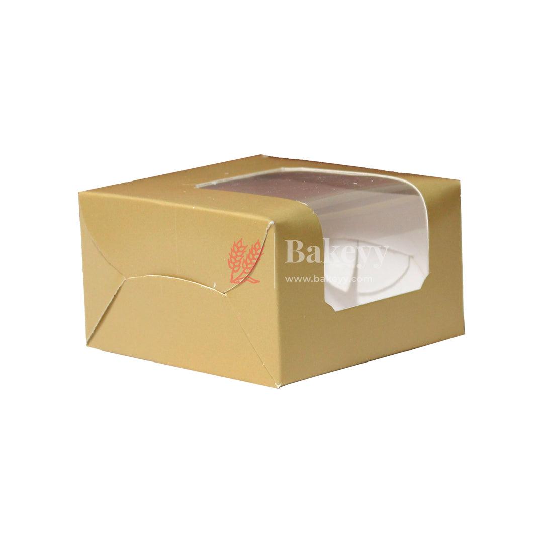 1 Brownie Box Gold Color |With Window - Bakeyy.com - India - 1 Brownie Box Gold Color |With Window - Pack Of 10