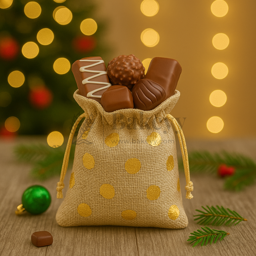 Golden Foil Printed Jute Bags | Available in 3 Sizes | Assorted Print Designs | Pack of 10