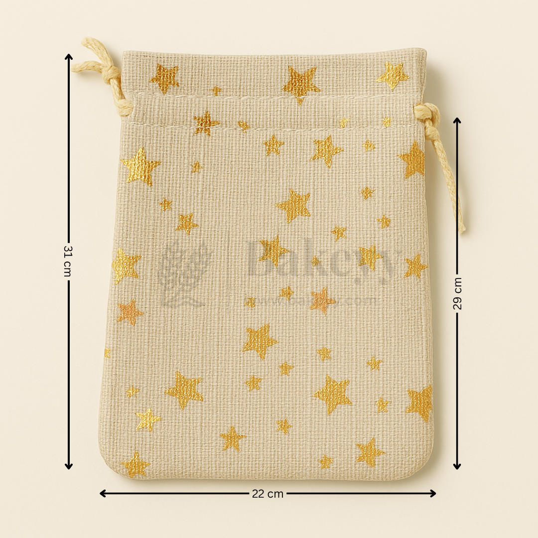 Golden Foil Printed Jute Bags | Available in 3 Sizes | Assorted Print Designs | Pack of 10