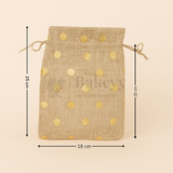Golden Foil Printed Jute Bags | Available in 3 Sizes | Assorted Print Designs | Pack of 10