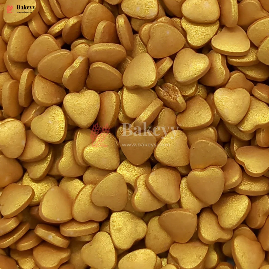 Golden Heart-Shaped Edible Sprinkles| Cupcake| Dessert Decoration | Metallic Finish