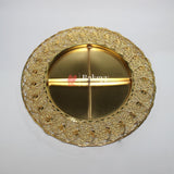 12 inch | Elegant Gold-Plated Round Serving Tray with Partition | Gold-Plated Round Metal Dry Fruit Tray