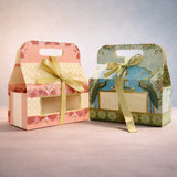 Premium Floral Window Goodie Gift Box with Handle & Ribbon (17.5 x 9 x 19 cm) | Hamper / Dry Fruits / Chocolates Packaging