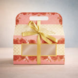 Premium Floral Window Goodie Gift Box with Handle & Ribbon (17.5 x 9 x 19 cm) | Hamper / Dry Fruits / Chocolates Packaging
