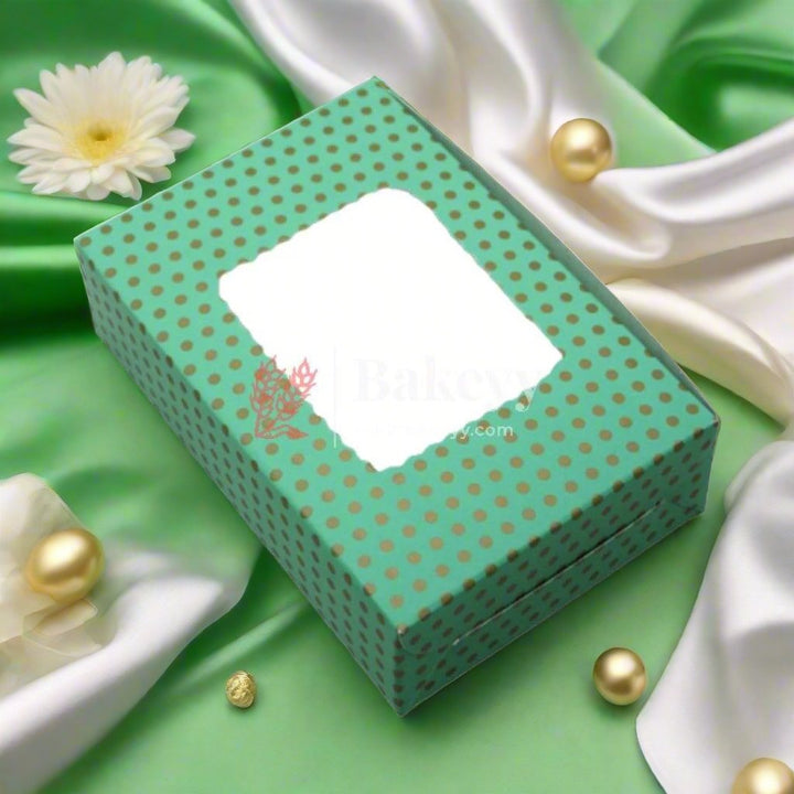 Green Polka Dotted 2 Brownie Box | Pack Of 10 - Bakeyy.com