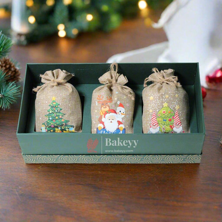 Christmas Hamper Box with Jute Bags | Perfect for Holiday Gifting| Storage and Decor - Bakeyy.com - India - Christmas Hamper Box with Jute Bags | Perfect for Holiday Gifting| Storage and Decor - Green