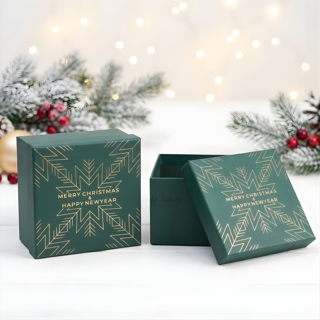 Christmas MDF Green Cardboard Premium Hamper Box | Luxury Golden Print | Luxury MDF  Gift Hamper Box | Pack of 1