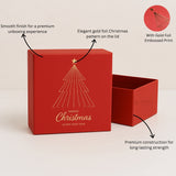 Christmas Red Cardboard Premium Hamper Box | Luxury Golden Print | Luxury Gift Hamper Box | Pack of 1