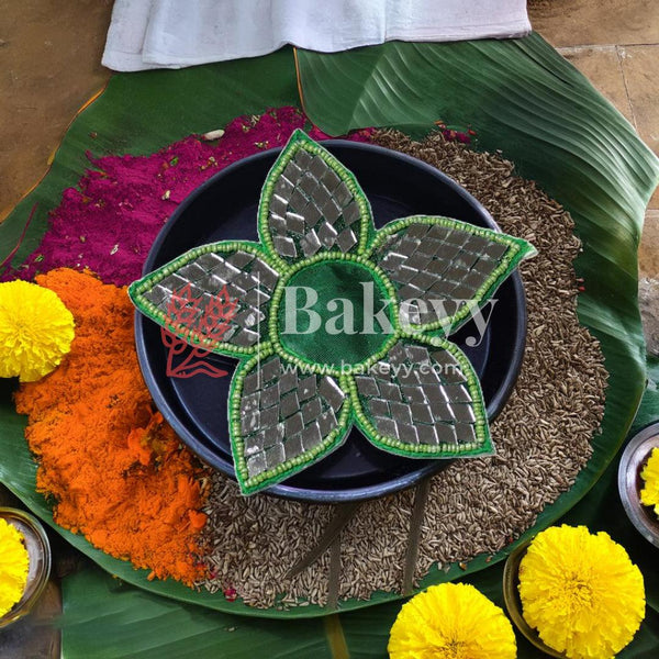 Rangoli Diya Mat |Green Color| (Pack Of 1) - Bakeyy.com - India