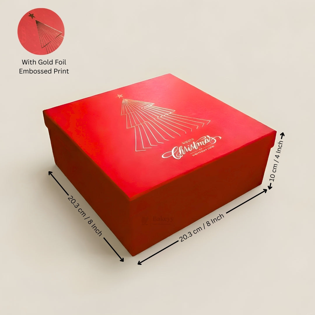 Christmas Red Cardboard Premium Hamper Box | Luxury Golden Print | Luxury Gift Hamper Box | Pack of 1