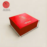 Christmas Red Cardboard Premium Hamper Box | Luxury Golden Print | Luxury Gift Hamper Box | Pack of 1