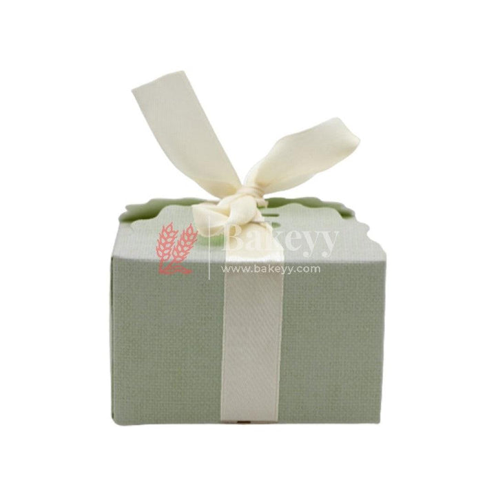 Greenish Grey Gift Box for Presents, 10 Pack Empty Kraft Gift Boxes with Ribbon For Packaging Candy, Cookie, Chocolate | Pack of 10 - Bakeyy.com