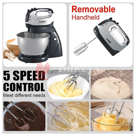 Sonifer Mixer For Baking Electric Hand Mixer With Bowl Stand Mixer With Stand & 4L Stainless Bowl - Bakeyy.com - India - Sonifer Mixer For Baking Electric Hand Mixer With Bowl Stand Mixer With Stand & 4L Stainless Bowl - Default Title