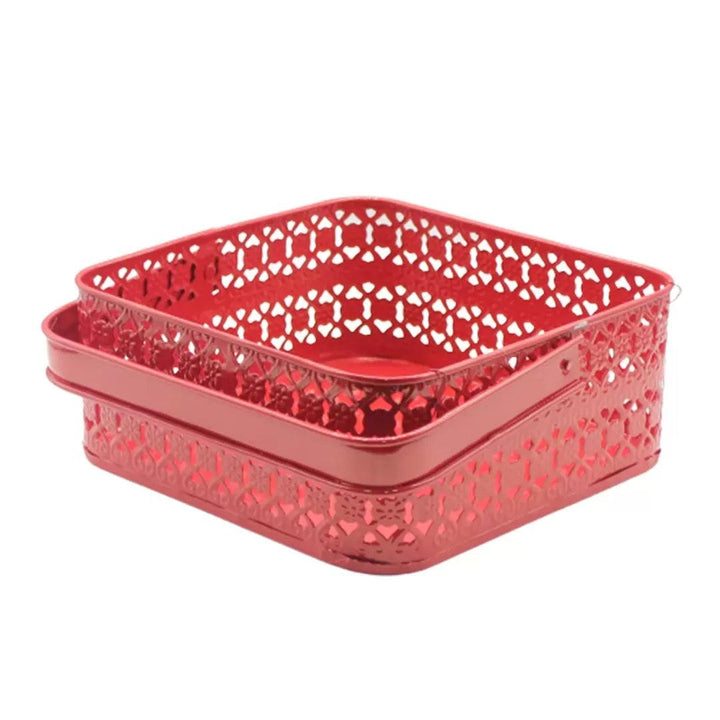 Hamper Basket For Gifting Square | Red Colour | Large - Bakeyy.com