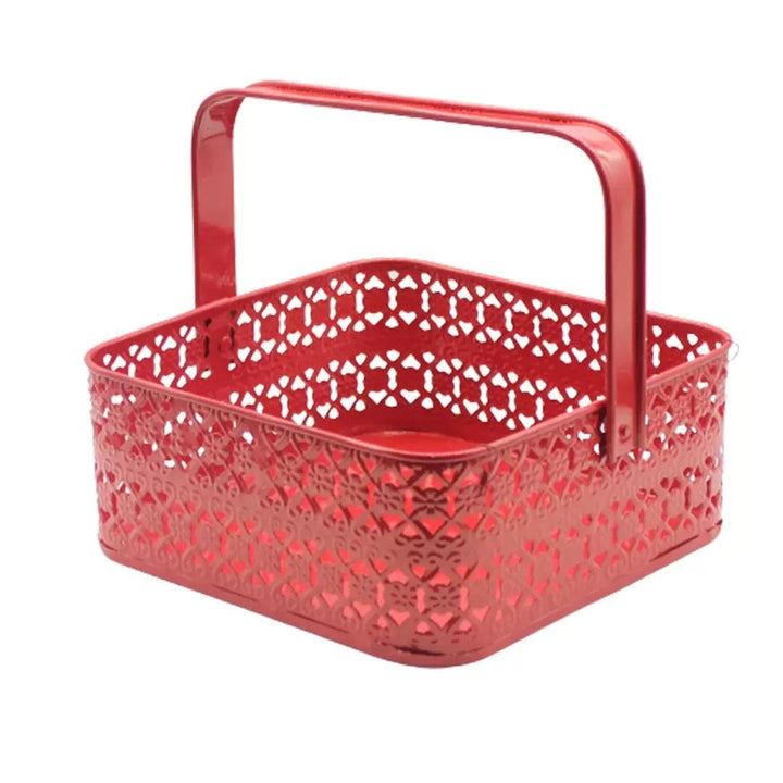 Hamper Basket For Gifting Square | Red Colour | Large - Bakeyy.com