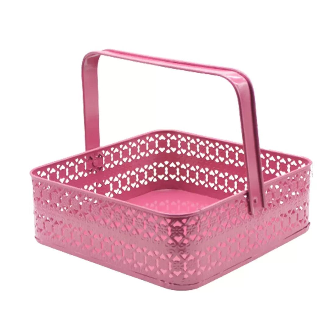 Hamper Basket For Gifting Square | Rose Pink Colour | Large - Bakeyy.com - India - Hamper Basket For Gifting Square | Rose Pink Colour | Large - Default Title