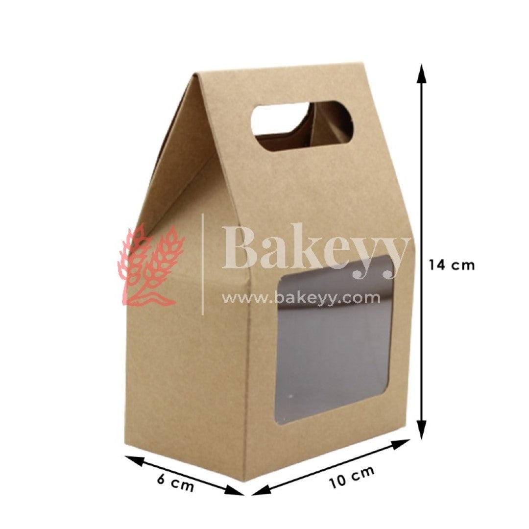 Hand Kraft Box | With Window On The Lid | With Handle | Pack Of 10 - Bakeyy.com - India - Hand Kraft Box | With Window On The Lid | With Handle | Pack Of 10 - Default Title