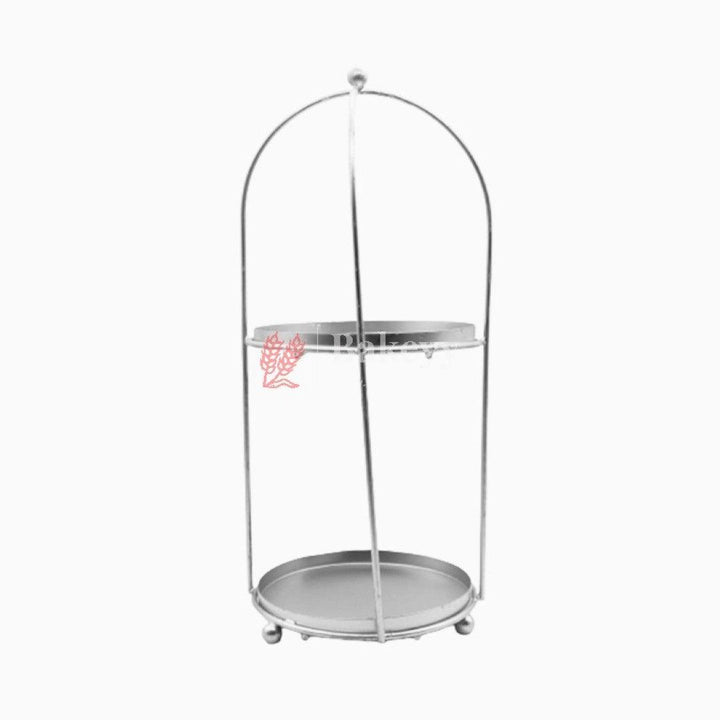 Handicrafts White Metal Cake Stand – Tier Cake Stand – Side Bar Floating Tier Spacer - Bakeyy.com