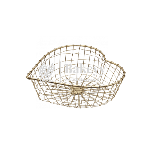 Heart Decorative Gold Metal Hamper Basket For Gifting Square | Large - Bakeyy.com - India - Heart Decorative Gold Metal Hamper Basket For Gifting Square | Large - Default Title