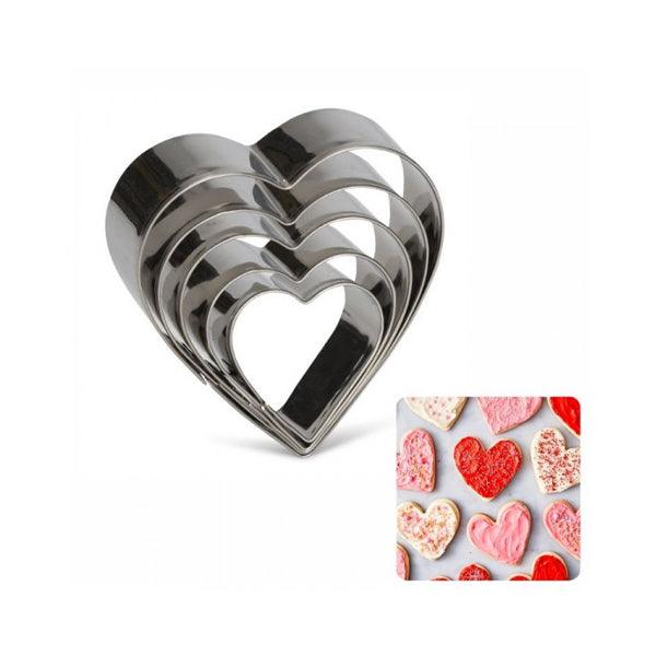 Heart Shape Cookie Cutter Set of 5 Pieces - Bakeyy.com