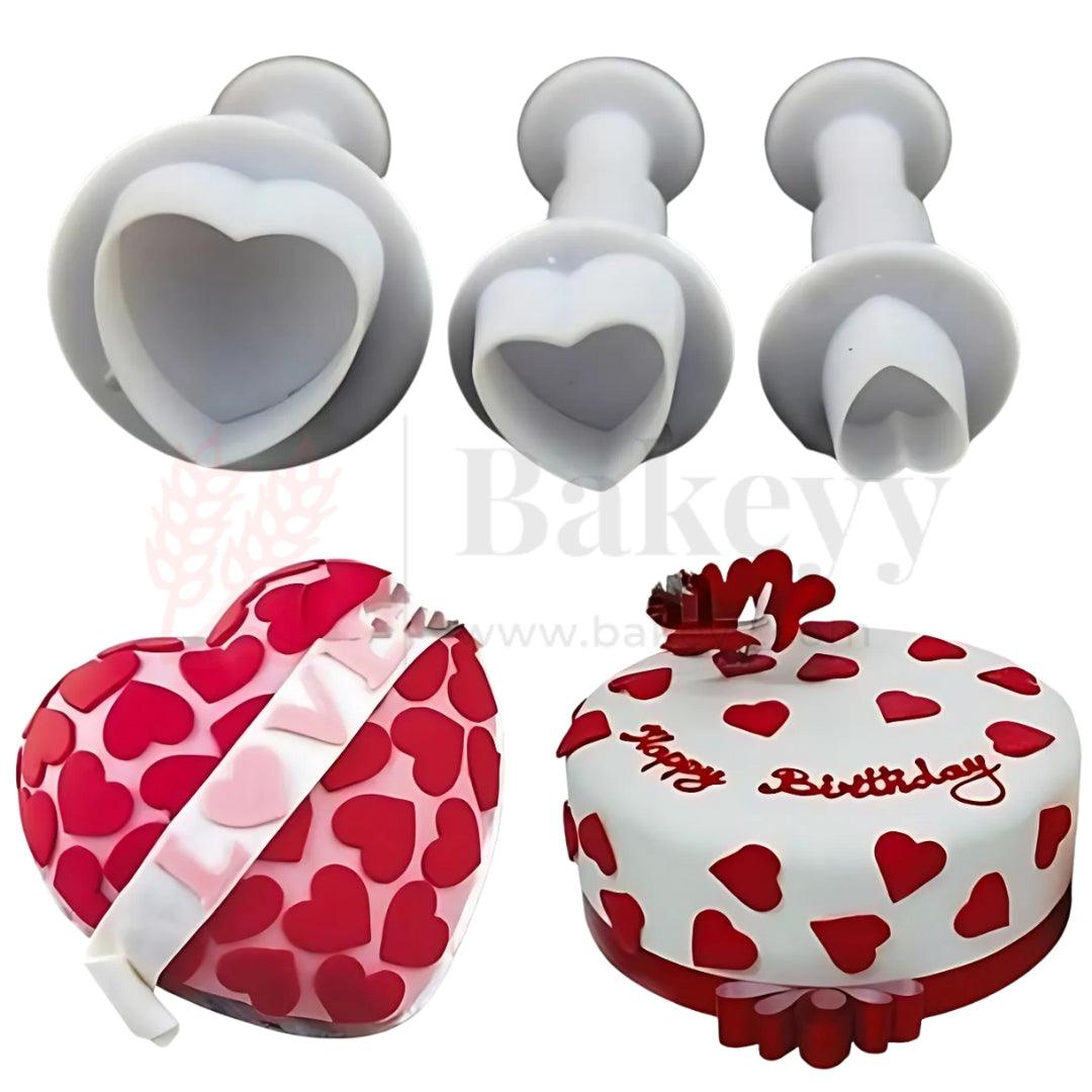 Heart Plunger Cutter | Perfect for Cake Decoration, Fondant, DIY Clay Crafts| 3 Piece Set - Bakeyy.com - India - Heart Plunger Cutter | Perfect for Cake Decoration, Fondant, DIY Clay Crafts| 3 Piece Set - Default Title