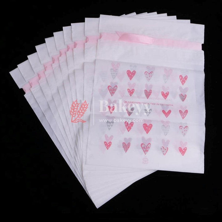 Hearts Plastic Stand Up Treat Favor Bags Gift Wrapper Bags for Candy Cookie Chocolate | Pack of 25 - Bakeyy.com
