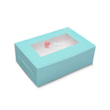 6 Cupcake Box | With Window | Sky Blue Color | - Bakeyy.com - India - 6 Cupcake Box | With Window | Sky Blue Color | - Pack of 10