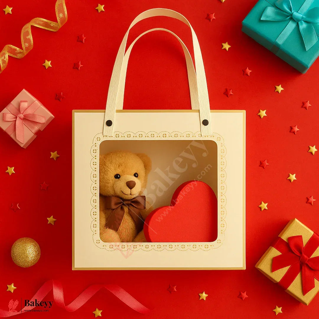 2 in 1 Premium Window Gift Bag Come Box | 20x20x10cm | Pack Of 10