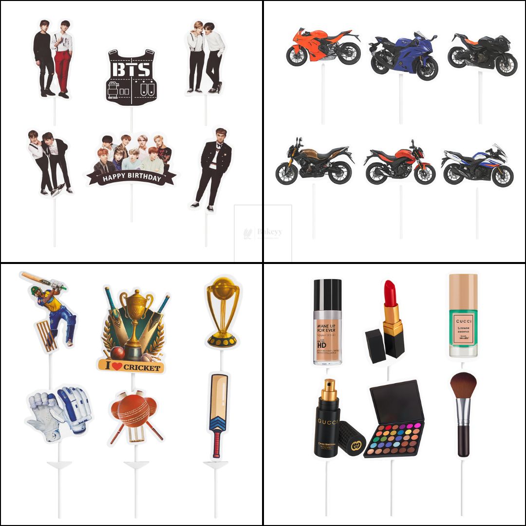 Hobbies & Lifestyle Cake Toppers | Fun Hobby-Themed Decor Picks | Assorted Adult Theme Pack | Pack of 6