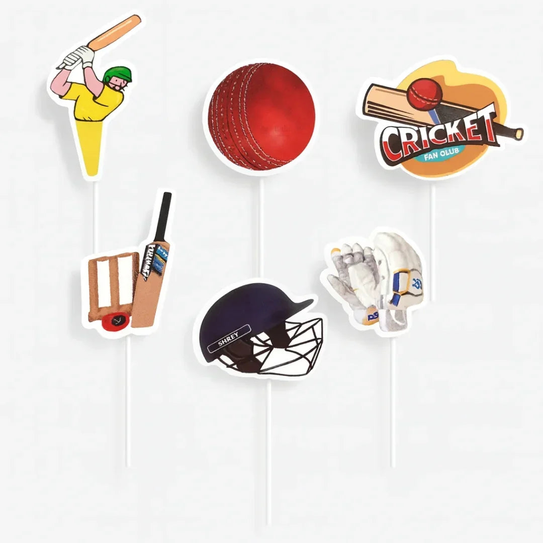 Hobbies & Lifestyle Cake Toppers | Fun Hobby-Themed Decor Picks | Assorted Adult Theme Pack | Pack of 6 - Bakeyy.com - India - Hobbies & Lifestyle Cake Toppers | Fun Hobby-Themed Decor Picks | Assorted Adult Theme Pack | Pack of 6 - Cricket 2 13.00