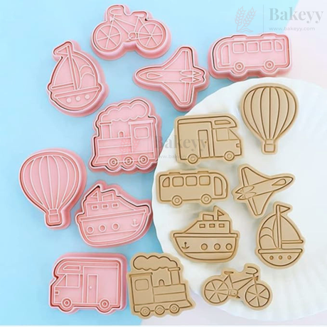 Vehicle & Travel Theme Cookie Cutter & Embosser Set | 8 Piece | Pack of 1