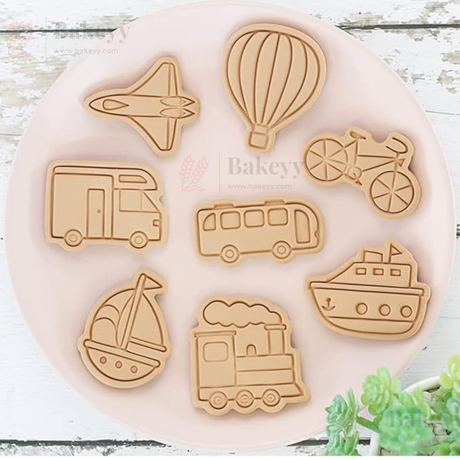 Vehicle & Travel Theme Cookie Cutter & Embosser Set | 8 Piece | Pack of 1
