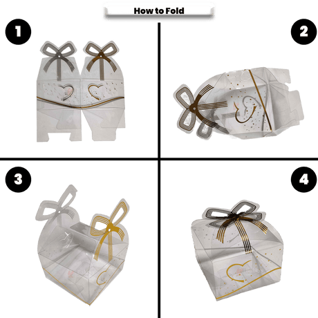 Bow with Heart Square Box | Chocolate PVC Box | Pack of 10 - Bakeyy.com - India - Bow with Heart Square Box | Chocolate PVC Box | Pack of 10 - Gold