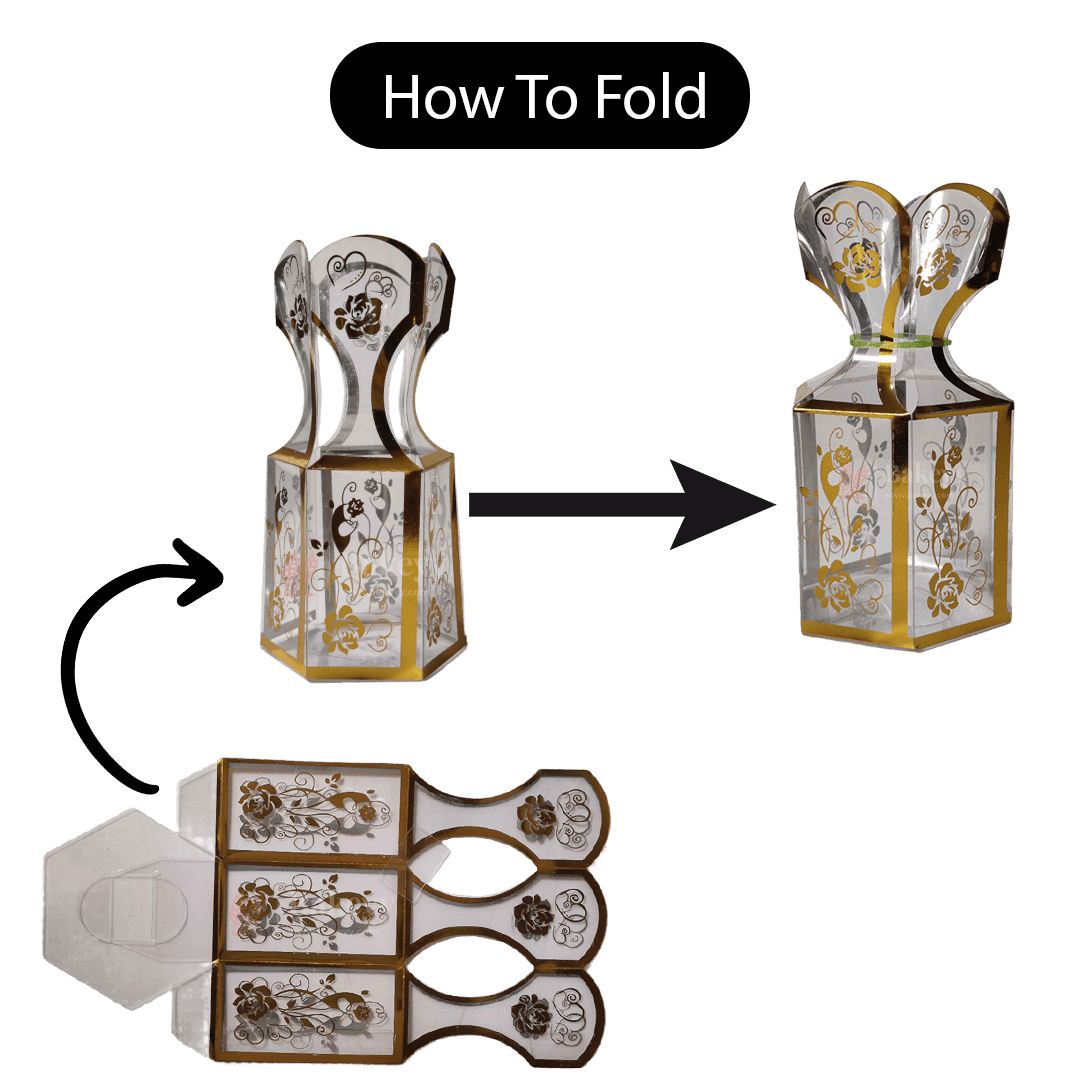 Gold Flower Design | PVC Goodie Box | Pack of 10 - Bakeyy.com - India - Gold Flower Design | PVC Goodie Box | Pack of 10 - Default Title