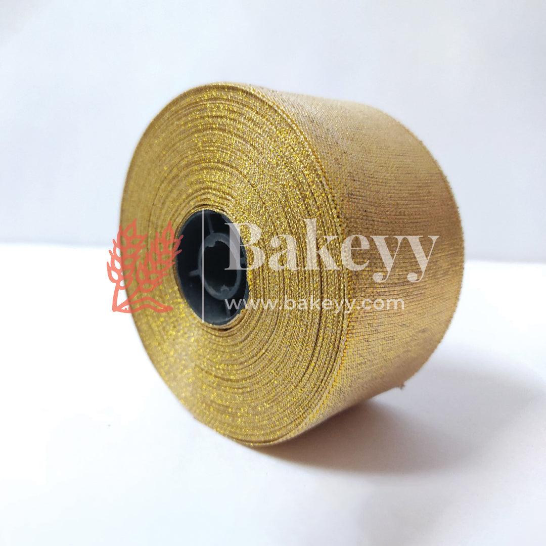 Gold satin ribbon for decoration | Gift wrapping | School project works | Opening ribbon | Multi-purpose use | - Bakeyy.com - India - Gold satin ribbon for decoration | Gift wrapping | School project works | Opening ribbon | Multi-purpose use | - 2 Inches