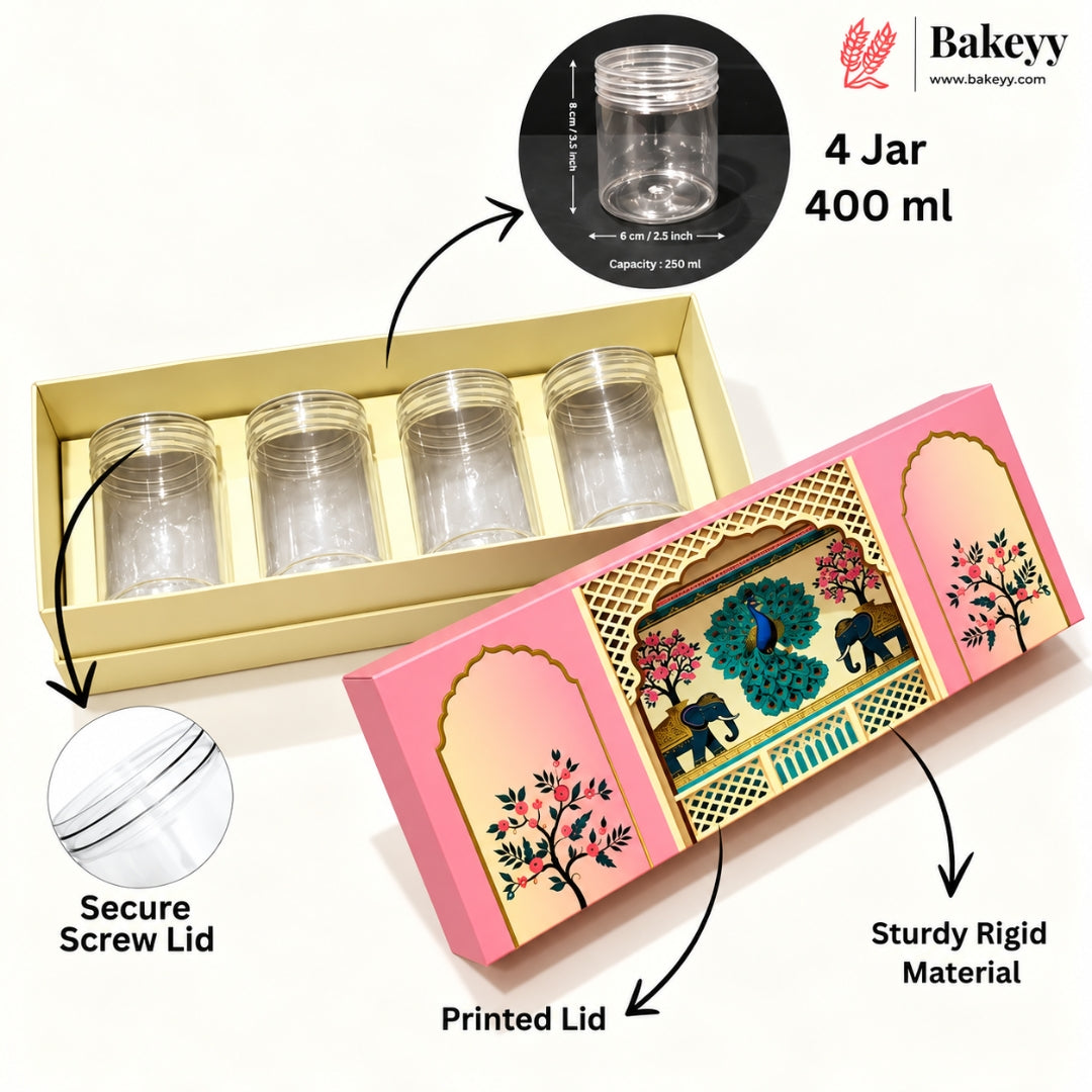 250ml 4-Jars | Small | Traditional Printed Gift Hamper Box | Pack of 1