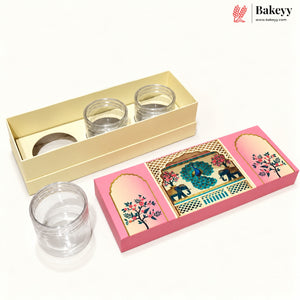 400ml 3-Jars | Medium | Traditional Printed Gift Hamper Box | Pack of 1