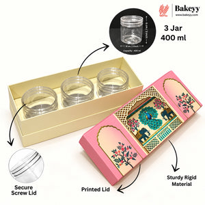400ml 3-Jars | Medium | Traditional Printed Gift Hamper Box | Pack of 1