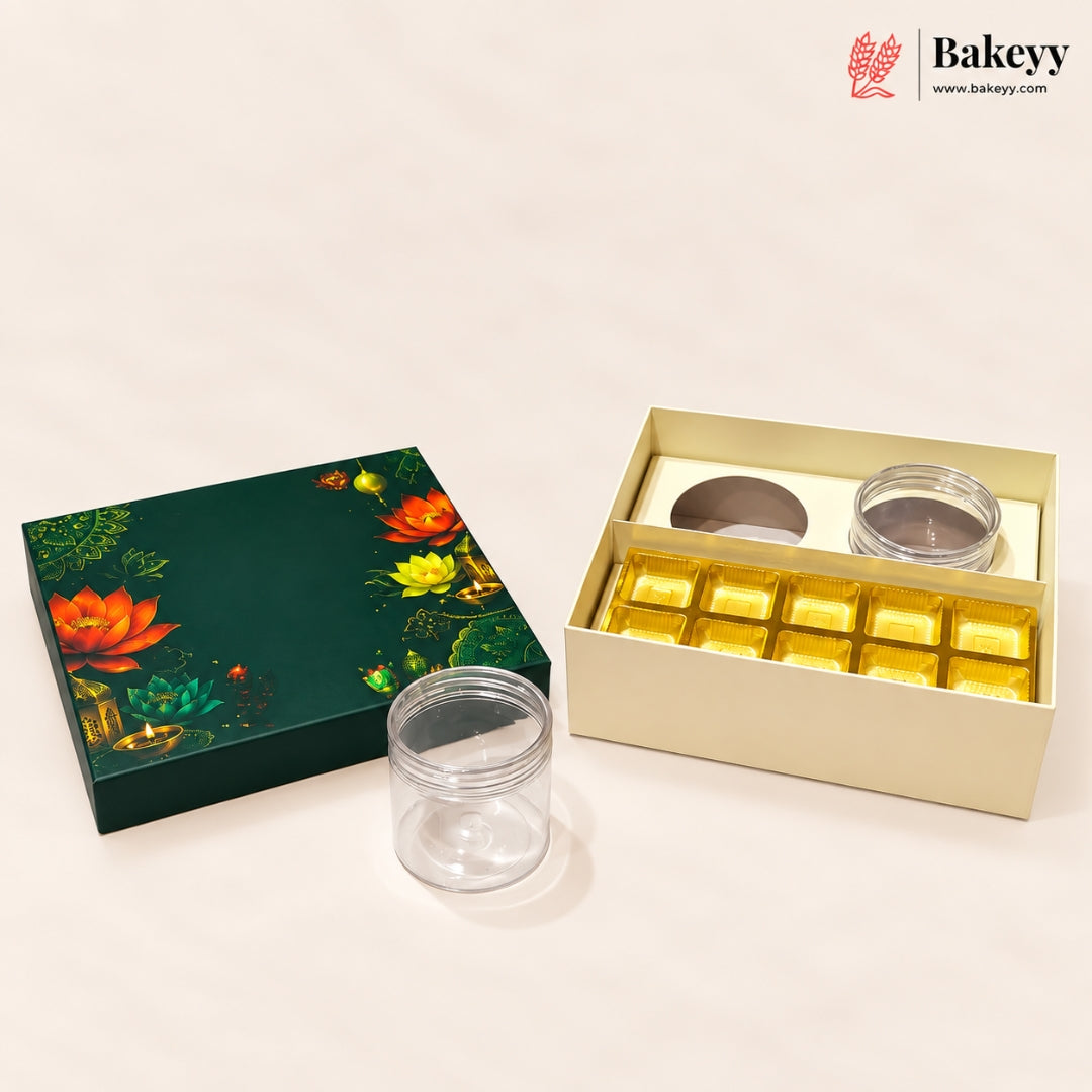 400ml 2-Jars | 10 Cavity | Traditional Printed Hamper Box | Pack of 1