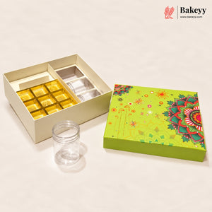 250ml 3-Jars | 9 Cavity | Traditional Printed Hamper Box | Pack of 1