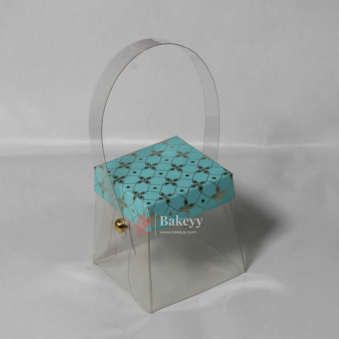 8x8x8 cm | PVC Goodie Box with Handle |  Elegant Design for Gifting and Packaging |  Pack of 10 |