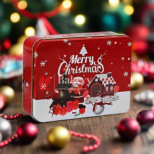 Red with Santa & Gingerbread House | Elegant Christmas Decorative Tin Box | Gift Box | Chocolate Box | Cookie Box | Luxury Box | Pack of 6 | - Bakeyy.com - India - Red with Santa & Gingerbread House | Elegant Christmas Decorative Tin Box | Gift Box | Chocolate Box | Cookie Box | Luxury Box | Pack of 6 | - Default Title