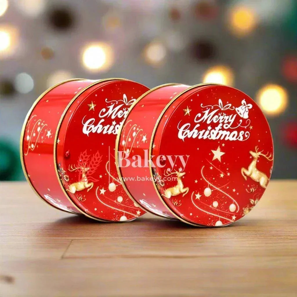 Red With Reindeer | Christmas Decorative Tin Box Candle Tin | Gift Box | Chocolate Box | Luxury Box | Pack of 6 - Bakeyy.com - India - Red With Reindeer | Christmas Decorative Tin Box Candle Tin | Gift Box | Chocolate Box | Luxury Box | Pack of 6 - Default Title