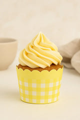5cm | Check & White Striped Scallop-Edge Baking Cups – Premium Paper Muffin Cup Liners | Pack Of 50