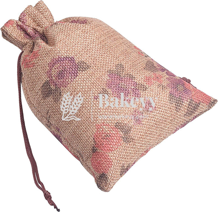 Jute Potli Bag | Gift Return Gifts Bags| Printed Jute Bag | Drawstring Bags - Bakeyy.com