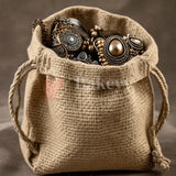 18x24 CM | Jute Potli Bags Natural Colour Drawstring Gift Bags for Return Gifts - Pack of 10